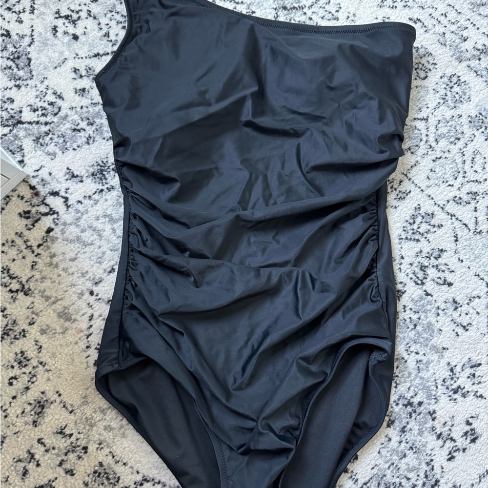 J. Crew Black One-Shoulder Swimsuit